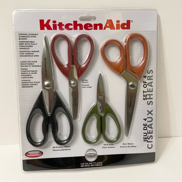 KitchenAid Multi-Color Shears Set All Purpose Utility Herb Snips Bent Scissors - Picture 1 of 12